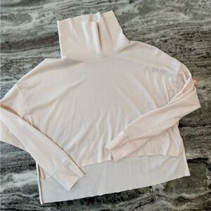 American Eagle Outfitters Cream Oversized Waffle Knit Top Mock Neck Size XS